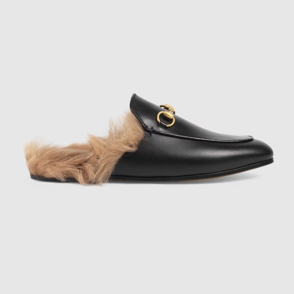 GUCCI Princetown horsebit-detailed shearling-lined leather slippers AUTHENTIC - Picture 3 of 12